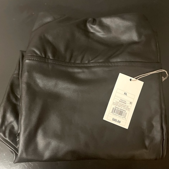 Women’s High-Waisted Faux Leather Ankle Leggings - A New Day - Black XL - Picture 2 of 2